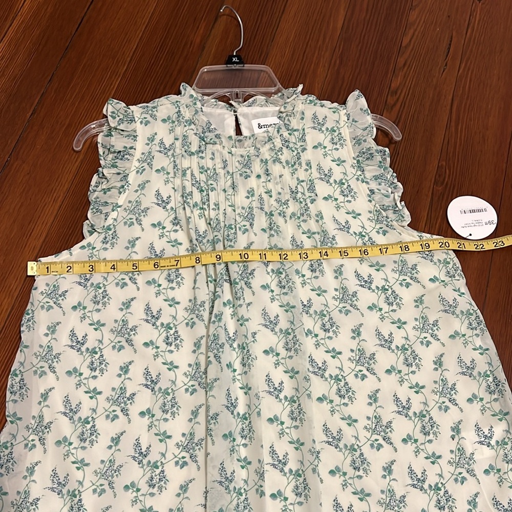 Floral Ruffle Women's Top - Green and Cream - Picture 13 of 15